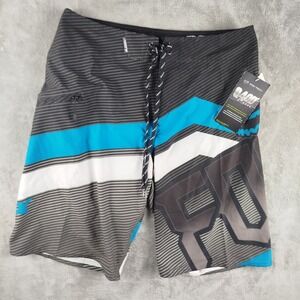NWT FOX RACING  Mens 33 Black Stretch Board Shorts Swim Trunks Swimwear